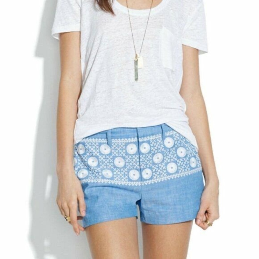 ☀️ MADEWELL Sunstitch chambray shorts NWOT